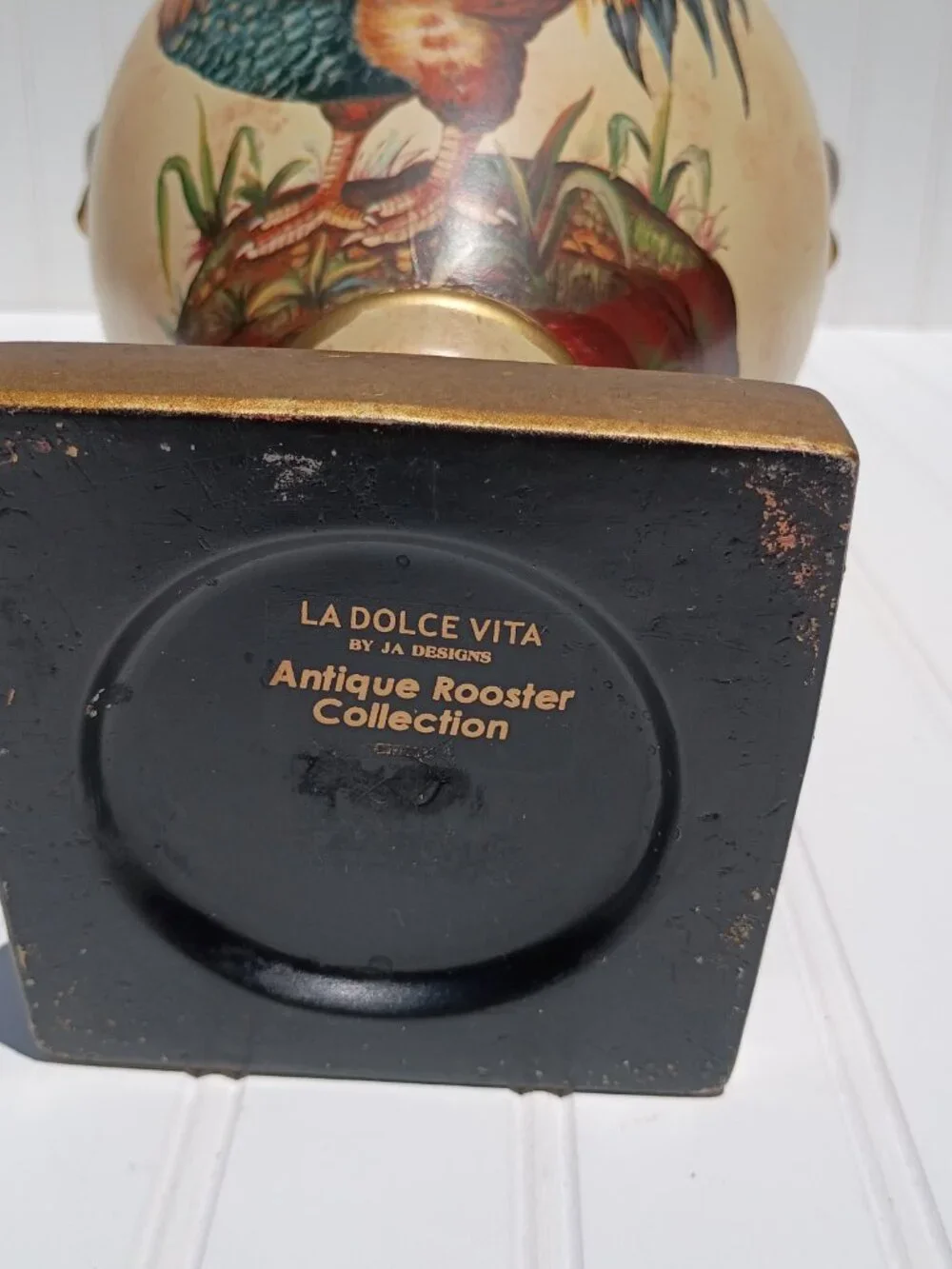 Vtg La Dolce Vita Ja Designs Antique Rooster Collection Ceramic Vase Urn 15.5